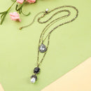 Vintage Black Geometric Pendant Pearl Layered Necklace Jewelry - [neshe.in]