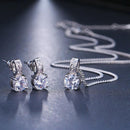 CZ Crystal Silver Necklace Earring Set - [neshe.in]