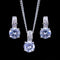 CZ Crystal Silver Necklace Earring Set - [neshe.in]