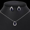 CZ Water Drop Crystal Luxury Pendant Necklace Set - 7 Colors - [neshe.in]
