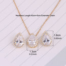 CZ  Tear Drop Crystal Luxury Pendant Necklace Set - 3 Colors - [neshe.in]