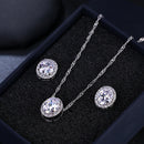 CZ Solitaire Oval Earring and Necklace Pendant Set - [neshe.in]