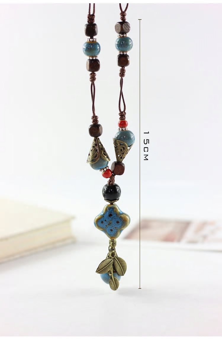Modern Blue trendy tassel gemstone beaded pendant necklace at ₹1550 | Azilaa