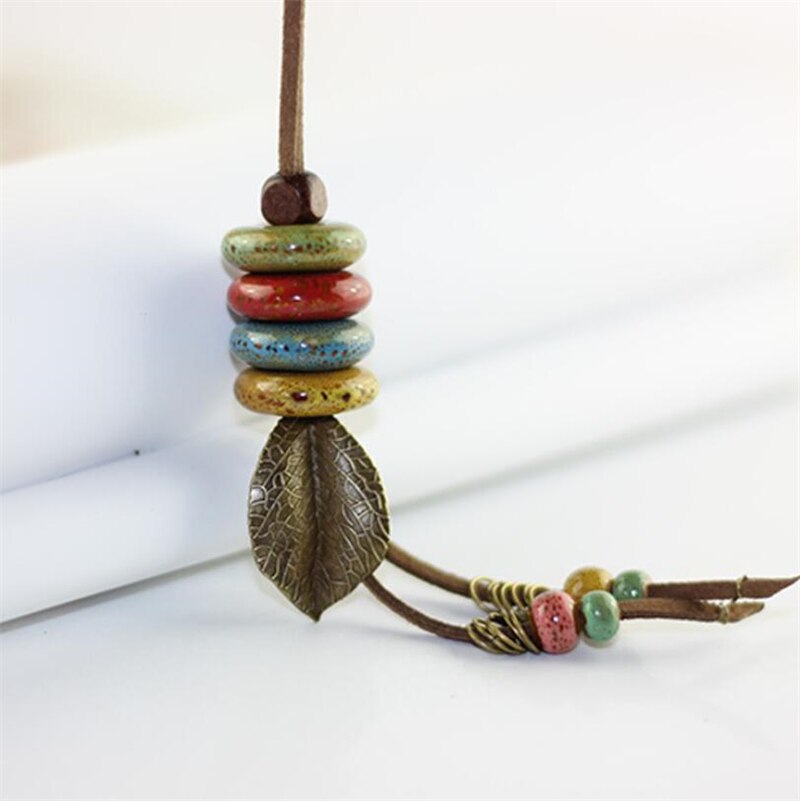 Handmade Colorful Chain with Leaf Rope Style Long Necklace - [neshe.in]