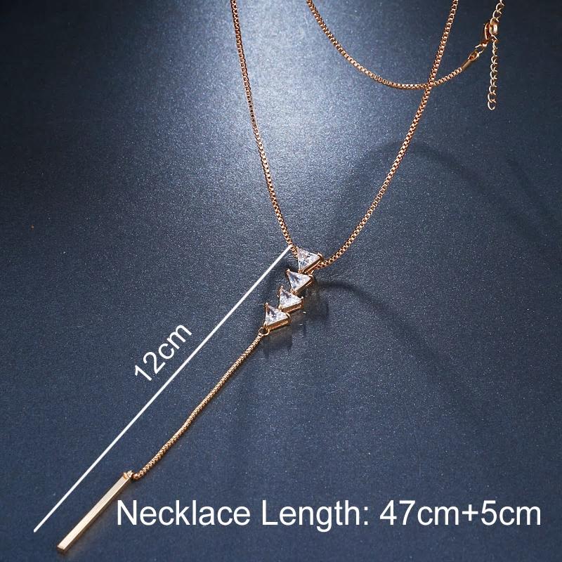 CZ Crystal Long Chain Necklace - 2 Colors - [neshe.in]