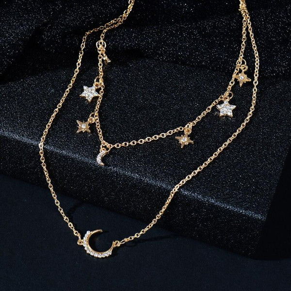 Boho Star Moon Sun Multi layer Chain Necklace 2 Colors Neshe Fashion Jewelry