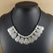 Gypsy Waves Vintage Silver Leather Choker Statement Necklace - [neshe.in]