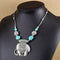 Bohemian Gypsy Silver Elephant Blue Stone Pendant Necklace - [neshe.in]