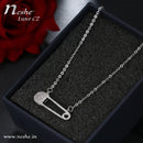 Paved CZ Crystal Safety Pin Chain Necklace - Gold & Silver