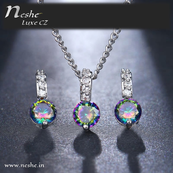 Delicate CZ Solitaire Jewelry Set - 2 Colors