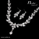 CZ Crystal Necklace Drop Earrings Wedding Jewelry Set - Gold & Silver