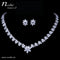 Delicate CZ Flowers Link Necklace Jewelry Set