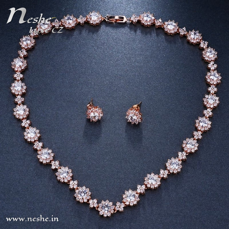 Rose Gold September Birthstone Sapphire (LCS) Pendant Necklace Set