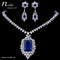 Statement Blue CZ Crystal Geometric Necklace Jewelry Set