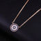 CZ  Blue Zircon Blue Evil Eye Pendant Necklace Short Clavicle Chain