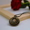 Vintage Concentric Metal Pendants Long Leather Rope Necklace