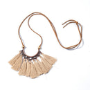 Vintage Leather Rope Boho Ethnic Tassel Pendant Necklace