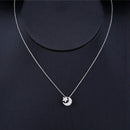 CZ Crystal Paved Moon Star l Chain Necklace Silver- 2 Colors