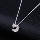 CZ Crystal Paved Moon Star l Chain Necklace Silver- 2 Colors