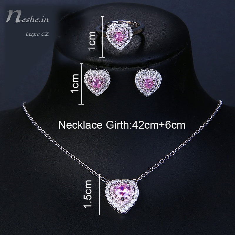 Ridge Heart Pendant Necklace and Earrings Set – Icing For The Soul