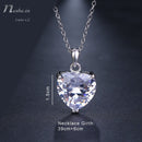 Elegant AAA CZ Clear Crystal Heart Pendant Chain Necklace