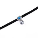 Luxury Blue Crystal Velvet Choker Necklace Earring Set