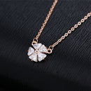 Delicate Rose Gold CZ Crystal Geometric Flower Pendant Chain Necklace