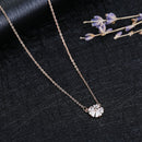 Delicate Rose Gold CZ Crystal Geometric Flower Pendant Chain Necklace