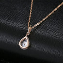 Elegant Water Drop CZ Crystal Pendant Rose Gold Chain Necklace