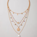 Multilayer Colorful Beads Star Golden Chains Pearl Drop Necklace