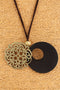 Long rope flower round wooden pendant necklace - NN - [neshe.in]