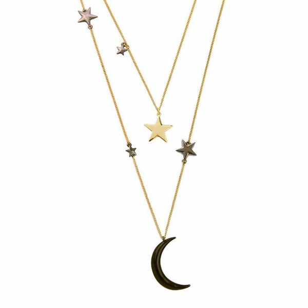Vintage Star Moon Multi Layer Chain Necklace - [neshe.in]