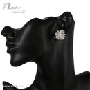 CZ Crystal Silver Flower Statement Party Stud Earring - [neshe.in]