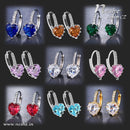 Heart Shape CZ Crystal Stud Drop Earrings- 9 Colors - [neshe.in]