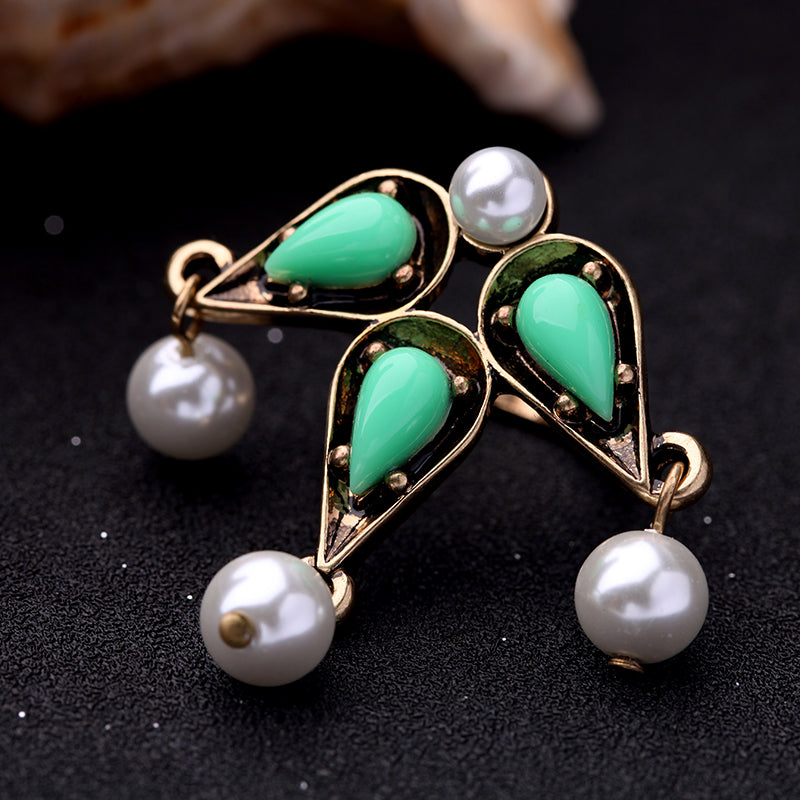 Simulated Pearl Statement Women Pearl Ring - [neshe.in]