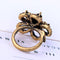 Antique Gold Pink Rose Crystal Party Ring - [neshe.in]