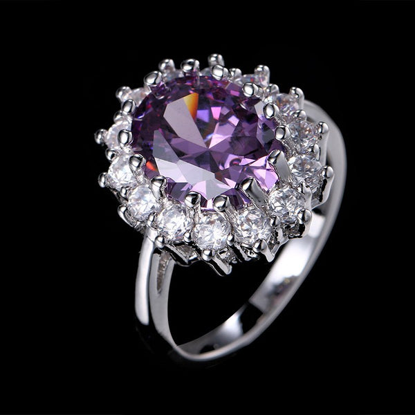 Purple Stone CZ Cubic Zircon Stylish Ring - [neshe.in]