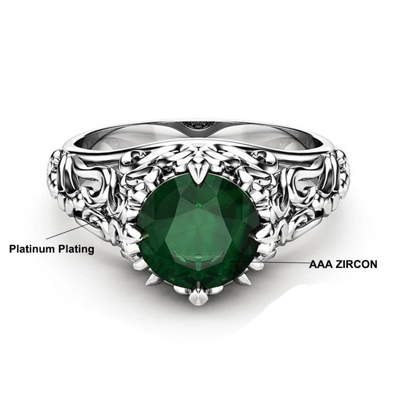 Gothic Green CZ Cubic Zircon Silver Ring - [neshe.in]