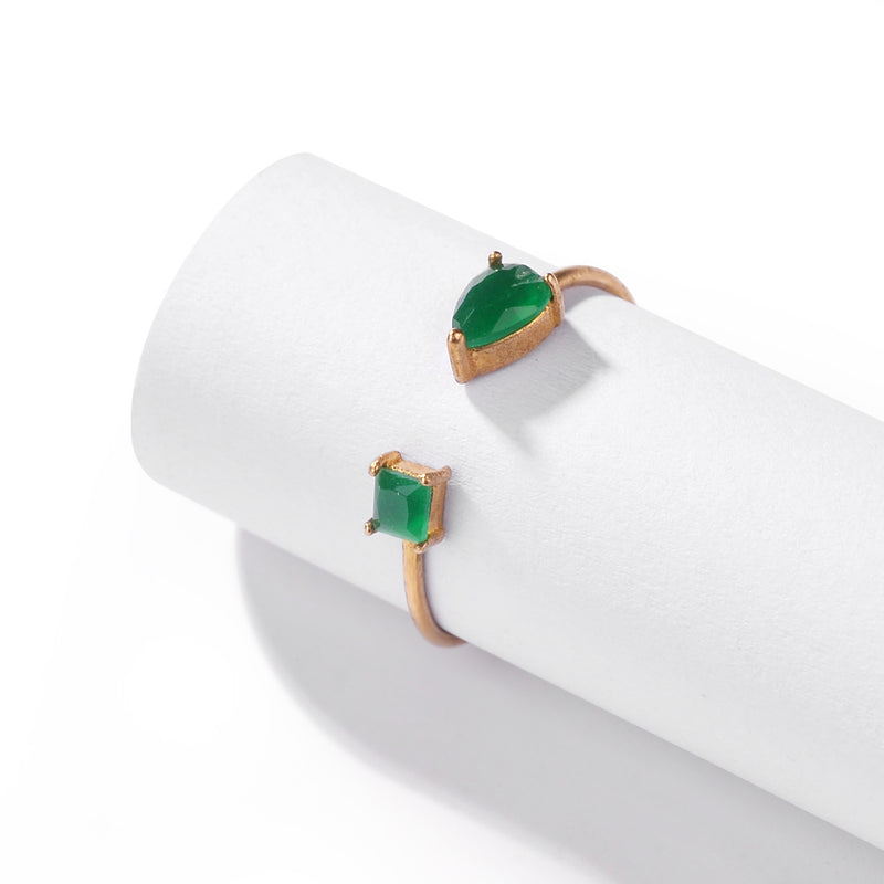 Delicate Small Green & Black Stone Resizeable Rings - 2 Colors - [neshe.in]