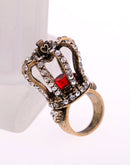 Red Crystal Crown Vintage Look Exaggerated Ring - [neshe.in]