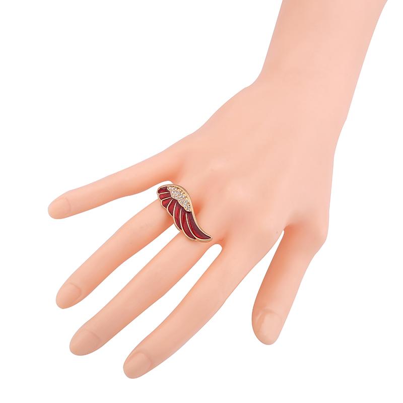 Winged Enamel Red Color Ring - [neshe.in]