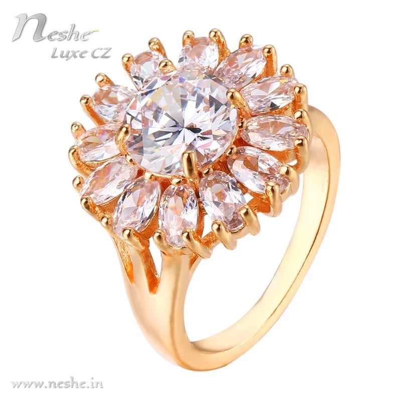 AAA CZ Round Flower Ring - 2 Colors ( Size 6&7)