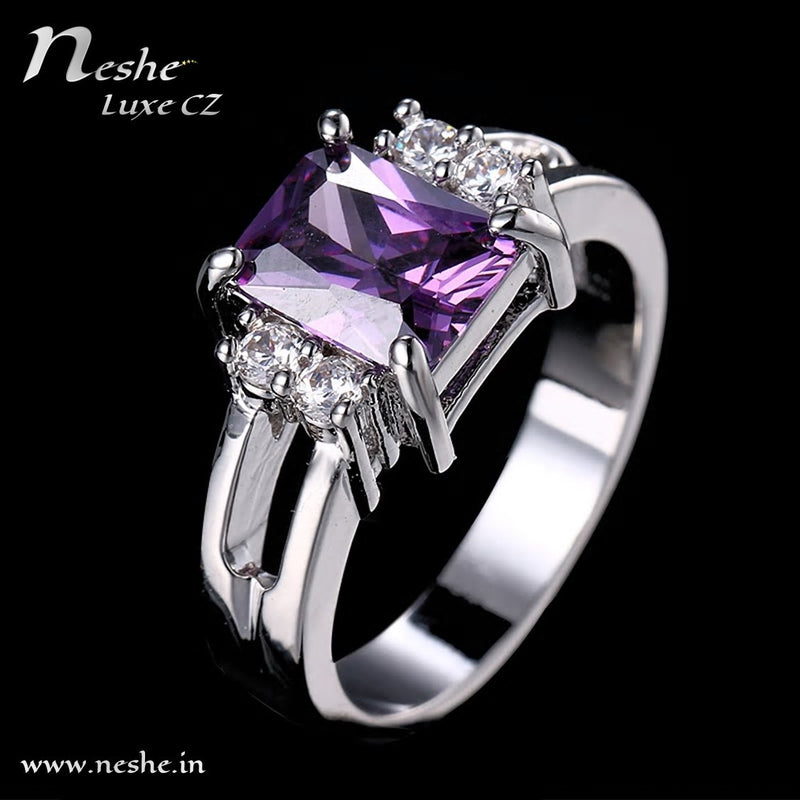 Purple CZ Crystal Square ring