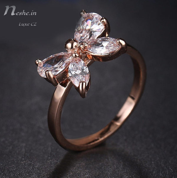 CZ Rose  Butterfly Ring - 2 Size