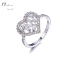 Heart Shape Silver CZ Crystal Hollow Out Design Ring (Size 6)