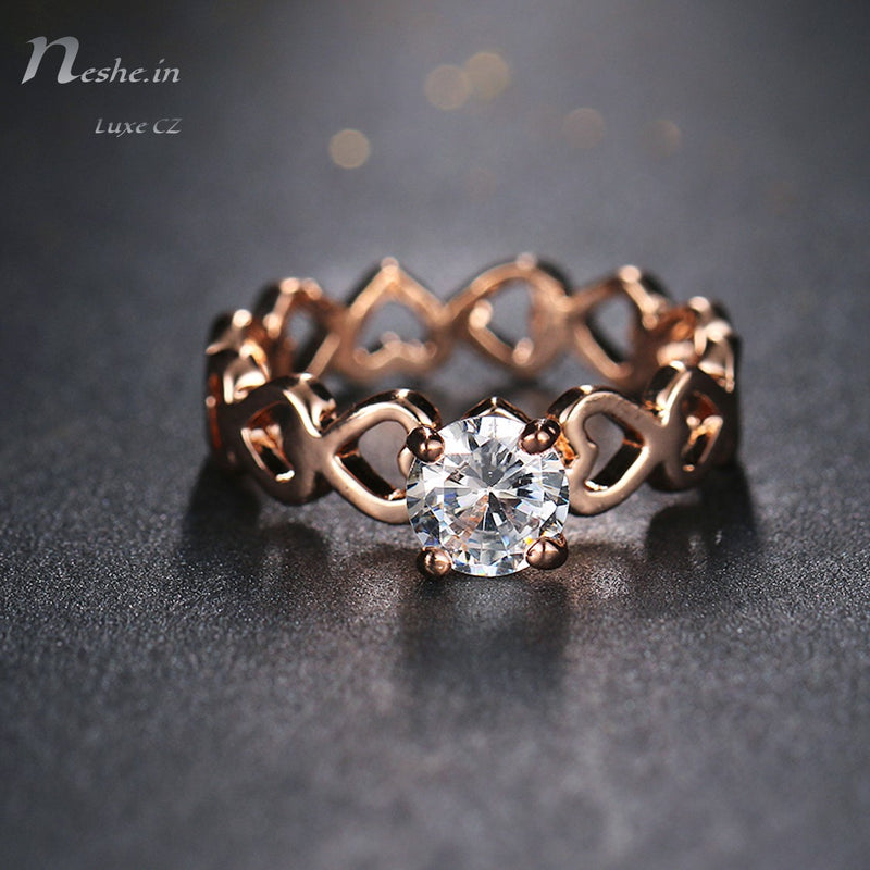 Love Openwork Heart Stackable Rose Gold CZ Ring – Neshe Fashion Jewelry