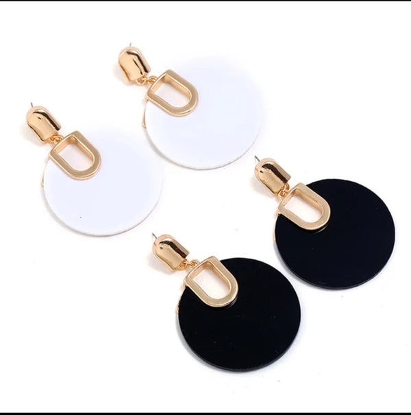 Big Round Acrylic Dangle Earrings - 2 Colors