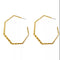 Geometric Hexagon Textured Golden Statement Hoop Earring