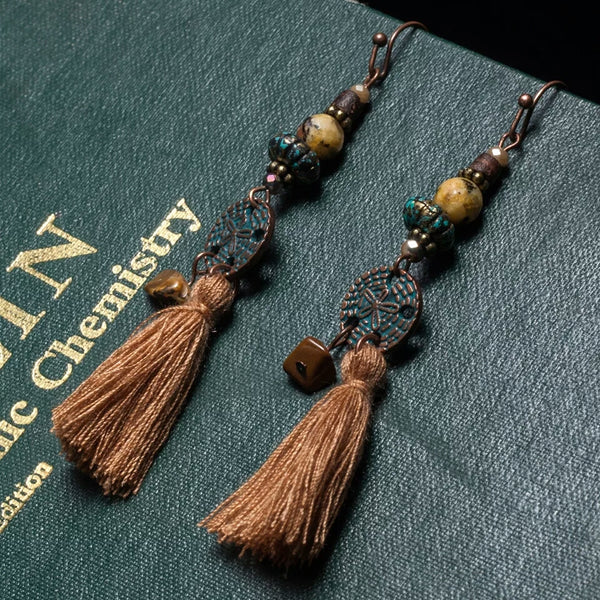 Bohemian Ethnic Brown Tassel Earrings Neshe Fashion Jewelry