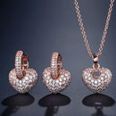 CZ AAA Crystal Heart Earring and Necklace Pendant Set - 3 Variants